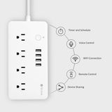 Smart Power Strip WiFi Power Bar 3.28ft Extension Cord Compatible with Alexa,Google Home, TECKIN Surge Protector with 4 USB Charging Ports and Smart AC Plugs for Multi Outlets