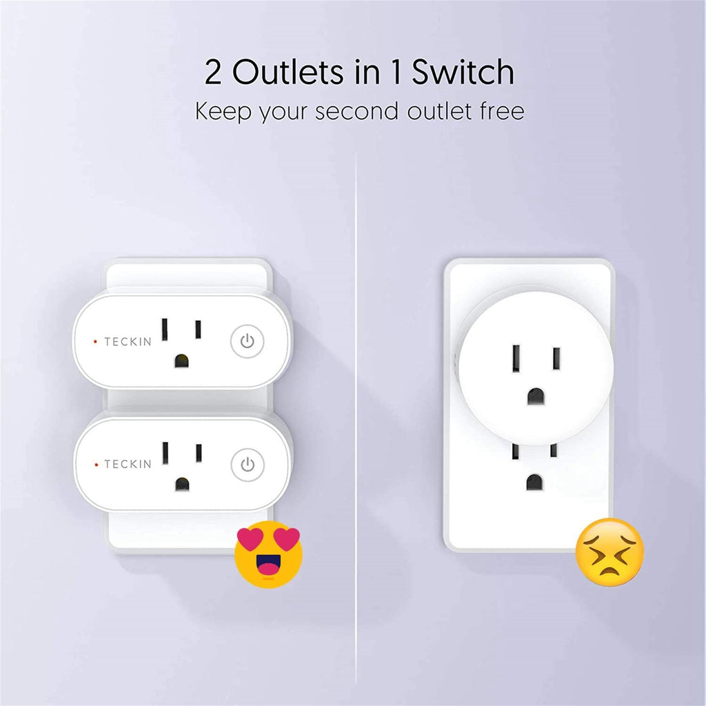 Smart Plug, TECKIN WiFi Outlet 15A Works with Alexa, Google Home and SmartThings, Mini Smart Socket with Schedule and Timer Function, No Hub Required, 2 Pack
