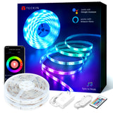 Teckin LED Strip Lights Waterprrof, 32.8ft RGB Light Strips App Control, Google Assistant, Music Sync Color Changing