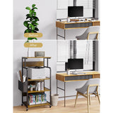 4 Tier Home Office Printer Stand with Storage - Retro