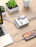 Desktop Power Strip with USB, TECKIN 5ft Extension Cord with 3 Widely Spaced Outlets, 3 USB Ports, for Home&Office&Dorm, Fireproof Material, FCC Certification