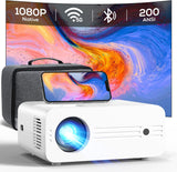 iZEEKER Native 1080P Projector with 5G WiFi and Bluetooth, 9000Lux Portable Projector with Carry Bag, 300'' Display 4K Support Home Theater Compatible with iOS/Android, TV Stick, HDMI