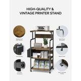 4 Tier Home Office Printer Stand with Storage - Retro