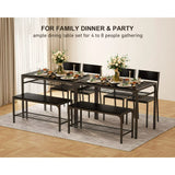 4 Piece Kitchen Table with 2 Chairs and Bench for Dining Room, Black