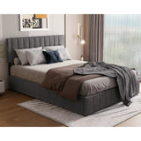 Bed Frame Queen with 4 Storage Drawers for Bedroom, Dark Grey