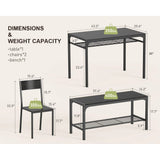 4 Piece Kitchen Table with 2 Chairs and Bench for Dining Room, Black