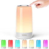 Table Lamp, Touch Sensitive Multicolor Changing RGB LED Bedside Lamp, Touch Lamp with Dimmable Warm White Lights for Bedrooms and Living Rooms, Night Lights for Kids Room, Gift for Family