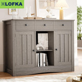 Kitchen Buffet Storage Cabinet with Adjustable Shelves,Gray