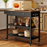 Kitchen Island Cart with Storage, Small Kitchen Island on Wheels, Black