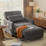 LOFKA Modern Convertible sofa chair bed Recliner Couch with Two Boxes and Pillow, Dark Gray