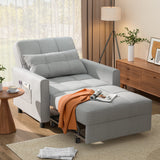 LOFKA Modern Convertible sofa chair bed Recliner Couch with Two Boxes and Pillow, Light Gray