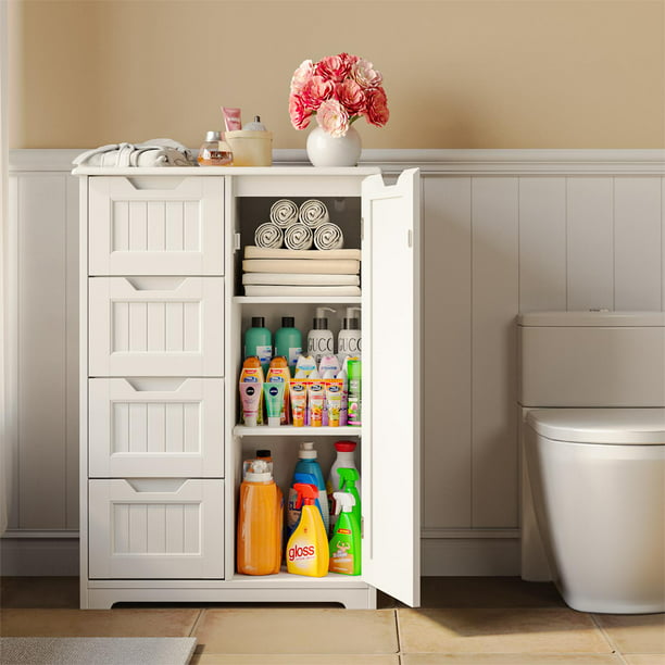 Pantry Cabinet, 33" Small Kitchen Pantry Storage Cabinet with Door and Shelves, White