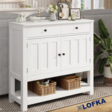 Lofka Console Table with drawers,33.5''H Sideboard Buffet Cabinet with 2 Drawers and 2 Cabinets,White