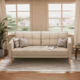 Lofka Futon Sofa Bed with Thick Foam Cushion and Sturdy Wood Legs for Livinig Room, Office, Beige