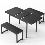 Lofka Modern Dining Room Table Set for 4 with 2 Benches