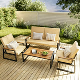 Lofka Patio Furniture Set with Chairs and One Wood Table for Patio, Garden,Yard, Indoor and Outdoor, Beige