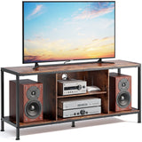 Lofka TV Stand with Storage Shelves for TVs up to 65 inch,Rustic Brown