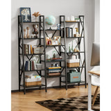 Lofka Triple Wide 5 Tiers Bookshelf with Storage, Black