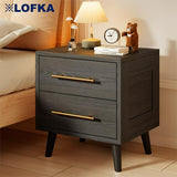Nightstand End Table with 2 Drawer, Bedside Table, Black Finish