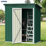Outdoor Storage Shed, Lofka 5'x3' Outdoor Storage Shed, Metal Garden Shed,Green