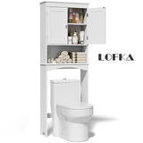 Over the Toilet Storage, Bathroom Storage Cabinet with 2 Adjustable Shelf, Drawer, White