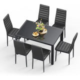 Rectanglar Kitchen Dining Table Set for 6 for Dining Room, Black