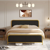 Platform Bed Frame with Headboard, Upholstered Metal Platform Bed Frame