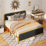 Platform Bed Frame with Headboard, Upholstered Metal Platform Bed Frame