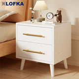 White Nightstand with 2 Drawer, Bedside Table