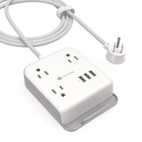 Desktop Power Strip with USB, TECKIN 5ft Extension Cord with 3 Widely Spaced Outlets, 3 USB Ports, for Home&Office&Dorm, Fireproof Material, FCC Certification