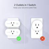 Smart Plug, TECKIN WiFi Outlet 15A Works with Alexa, Google Home and SmartThings, Mini Smart Socket with Schedule and Timer Function, No Hub Required, 2 Pack