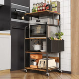 4 Tier Kitchen Microwave Rack with Storage Bag - Retro