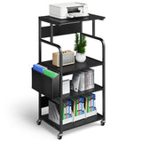 4 Tier Home Office Printer Stand with Storage - Black