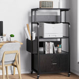3 Tier Kitchen Storage Stand with Drawer and Side Hook - Black