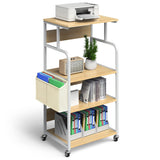 4 Tier Home Office Printer Stand with Storage - Wood