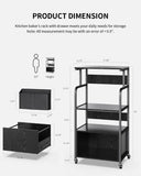 3 Tier Kitchen Storage Stand with Drawer and Side Hook - Black