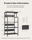 4 Tier Kitchen Microwave Rack with Storage Bag - Black