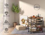 3 Tier 38" Home Bar Serving Cart with Large Storage Space - Retro