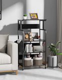 4 Tier Home Office Printer Stand with Storage - Black