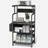 4 Tier Home Office Printer Stand with Storage - Black