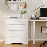 4 Drawer Dresser with Storage and Cut-Out Handles - White