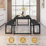 45.5" Dining Table Set for 4 with 2 Benches - Black