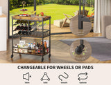 3 Tier 38" Home Bar Serving Cart with Large Storage Space - Retro