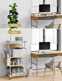 4 Tier Home Office Printer Stand with Storage - Wood