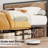 The Industrial Full Bed Frame With 11" Under Bed Storage Space and Wooden Headboard - Retro