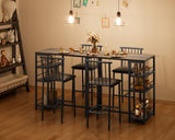 The Bar Table and Chairs Set for 2 with 3 Storage Shelves - Gray