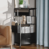 3 Tier Kitchen Storage Stand with Drawer and Side Hook - Black