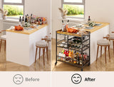 3 Tier 38" Home Bar Serving Cart with Large Storage Space - Retro