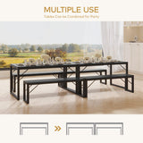 45.5" Dining Table Set for 4 with 2 Benches - Black