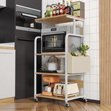 4 Tier Kitchen Microwave Rack with Storage Bag - Wood